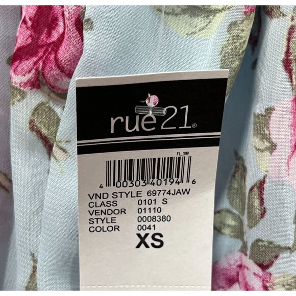 Rue 21- Women's Summer Sleeveless High Low Hem Ruffle-Floral Dress-Light Blue-XS - Picture 8 of 16